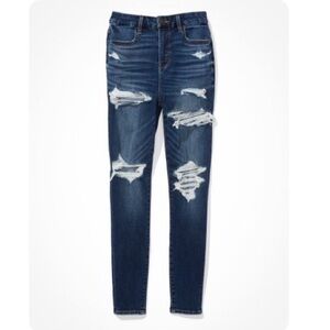 AEO Ne(x)t Level Ripped Curvy High- Waisted Jegging, Size 2 Regular